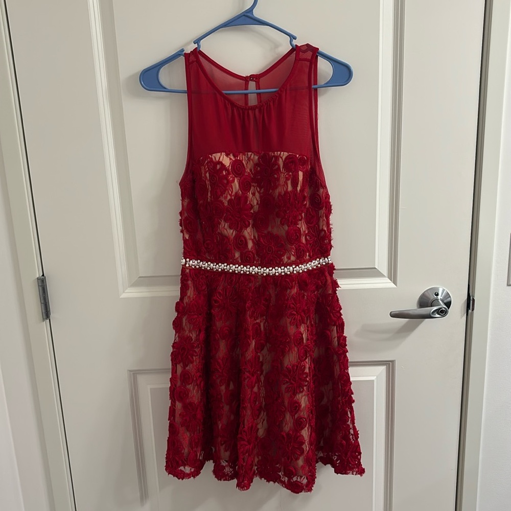 LA Scala formal red floral dress